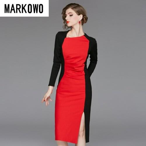 MARKOWO Desinger Brand 2020 new slim fit hip dress female ladies temperament cheongsam dress dress skirt