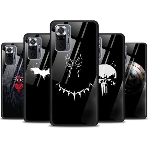Marvel Dark Tempered Glass Cover For Xiaomi Redmi Note 10 10S 9 9T 9S 8T 8 9A 9C 8A 7 Pro Max Phone Case