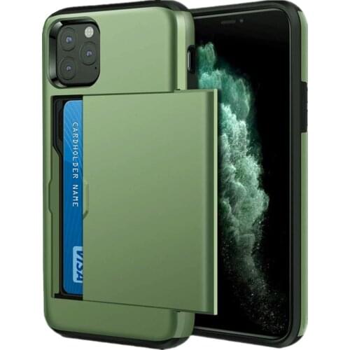 Armor Slide Card Case Coque For iPhone 11 12 Pro XS Max Mini SE 2020 Card Slots Holder Cover For iPhone XR X 8 7 6 6S Plus Funda