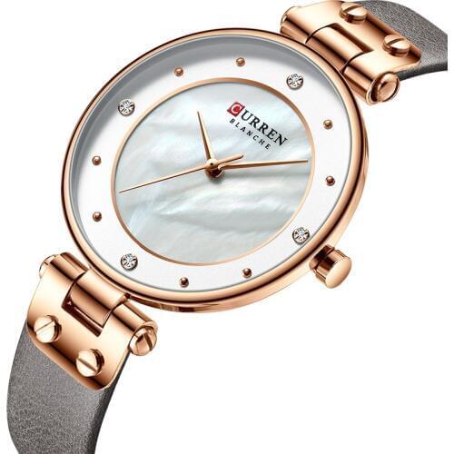 CURREN Brand Luxury Leather Woman Watches Quartz Watch Waterproof Womens Wristwatch Watches