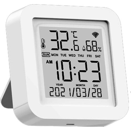 Tuya WIFI Temperature & Humidity Sensor for Smart Home via SmartLife Remote Control With Display Support Alexa Google Assistant