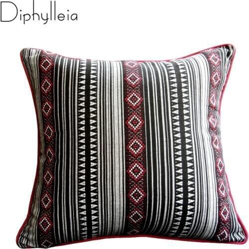 Diphylleia Cushion Cover India Hand Made Style High Quality Chenille Fabric Jacquard Pillowcase Retro Design Pillow Sham 45X45cm