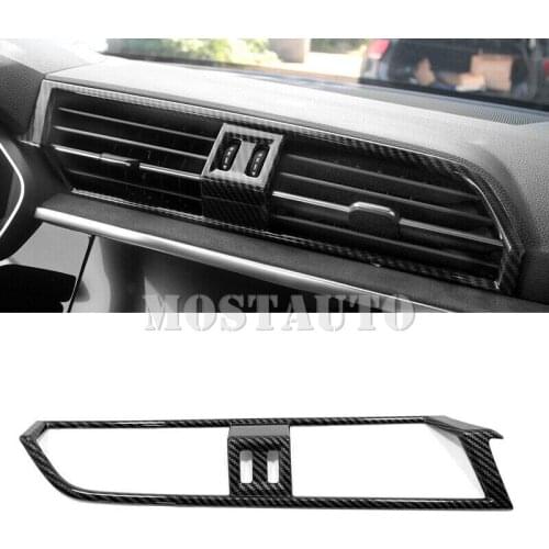 For Audi Q3 (F3) 2019-2021 ABS Carbon Fiber Interior Middle Air Vent Outlet Cover Trim 1pcs Car Accessories Interior Car Decor