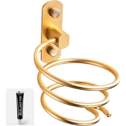 Hair Dryer Holder Wall Mounted Organizer Spiral Stand Holder Rack Aluminum Bathroom Shelf Storage Bathroom Accessory Wall Shelf
