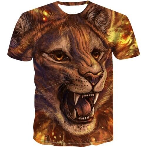 Mens T-shirt 3D Harajuku Wolf Cool T-shirt Summer Gray and white Fashion Short Sleeve Tops Unisex round neck T shirt