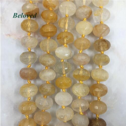 High Quality Faceted Drum Citrines Quartz Loose Beads, Rondelle Yellow Quartz Gems Necklace Making Spacer Beads, BG18045