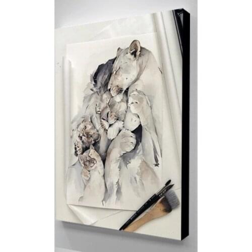 Lion Family Canvas HD Printed Cartoon Animal Poster Home Decor Gift Painting Wall Art Picture For Living Room Modular No Framed