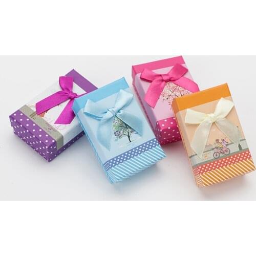 16pcs Cardboard Jewelry Box Packaging for Ring Necklace Bracelets Bangles Cases Boxes With White Sponge Rectangle Mult-Colour