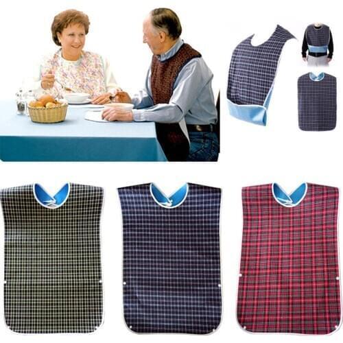 Adult Plaid Dining Bib Cloth Washable Adjustable Cook Protector Waterproof Fabric Aprons Crumb Catchers