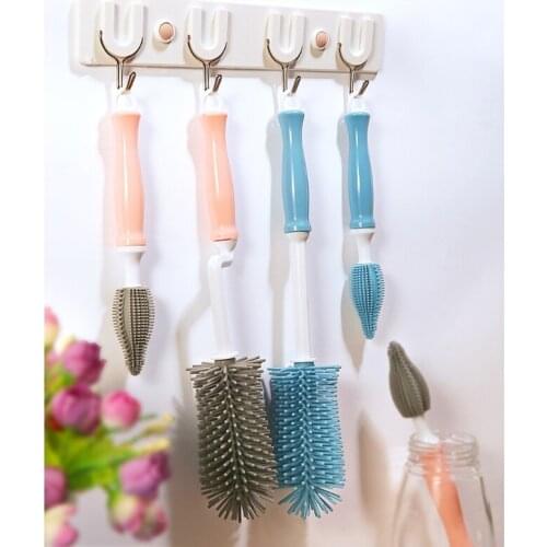 3pcs Baby Bottle Brushes Silicone 360 Degree Rotation Nipple Cup Cleaning Brush