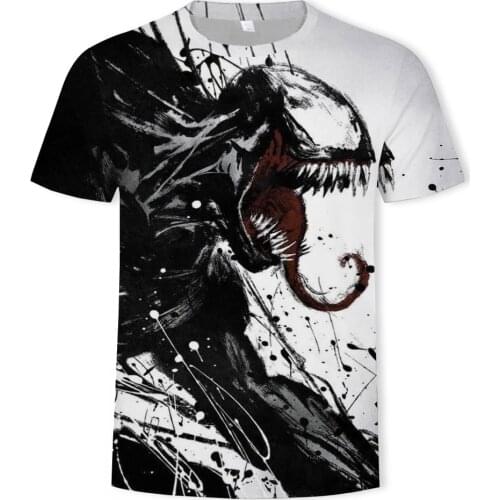 Venom pattern printing fashion Harajuku O-neck casual mens and womens short-sleeved T-shirt loose street mens T-shirt