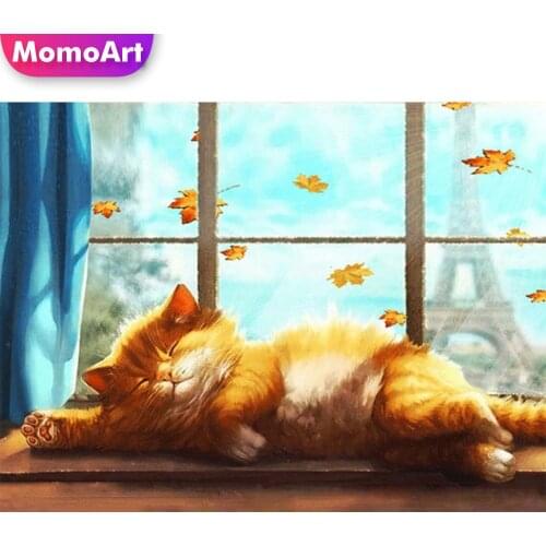 MomoArt Diamond Painting Cat Crafts New Arrival Diamond Embroidery Animal Cross Stitch Kits Mosaic Needlework Home Decoration