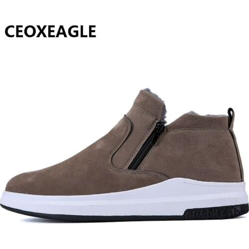 Winter Warm Men Snow Boots Antiskid Bottom Zipper Fur MenS Boots Fashion Short Plush Men Boots Casual MenS Shoes Size 39-44