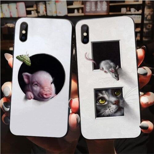 Funny PET Animal Art Design Soft Phone Shell Mobile Case For Iphone XS 11 Pro Max 6 6S 7 8 Plus X 12 Mini SE 2020 5S XR 10 Cover