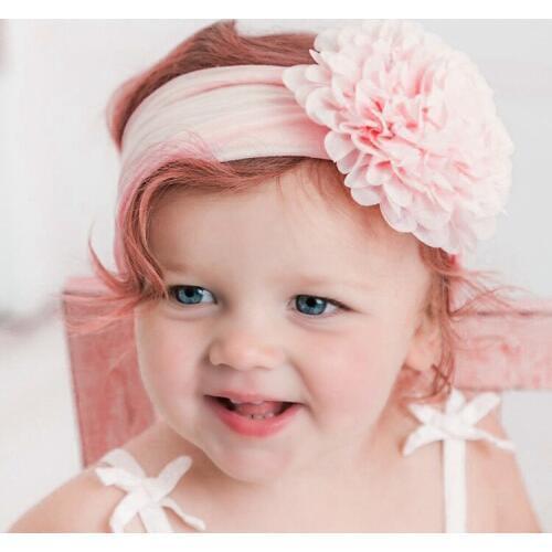 New Girls Big Chiffon Flower Headbands Kids Elastic Nylon Wide Hair Band Christmas Hair Accessories Newborn Photo Props