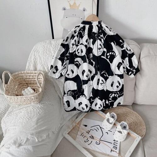 New Spring Autumn Girls Clothes Casual Dresses Cartoon Panda Costumes Party For Kids Toddlers Fashion Clothing 2-7 Years