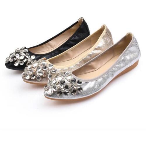 New 34-45yards Womens shoes spring autumn new fashion sequins comfortable ladies single shoes peas shoes soft one pedal shoes