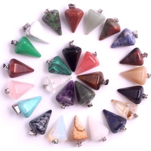 Wholesale 24pcs/lot Natural Stone Amethystss Cherry Quartz Crystal Charms Pendants for Necklace Faceted Pendulum Free Shipping