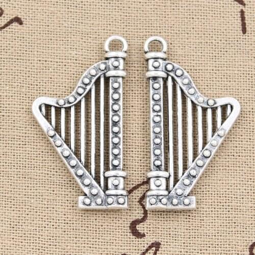 4pcs Charms Harp Musical 40x21mm Antique Pendant fit,Vintage Tibetan Bronze Silver color,DIY Handmade Jewelry