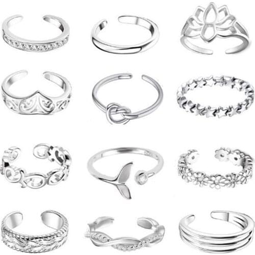 Adjustable Open Size Toe Rings for Women Girl Star Diasy Shape Summer Beach Foot Jewelry Multiple Designs DIY Small Size