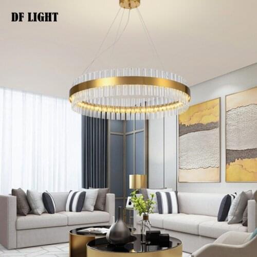 Modern crystal chandelier living room LED ceiling lamp bedroom LED chandelier restaurant round crystal lighting factory direct l