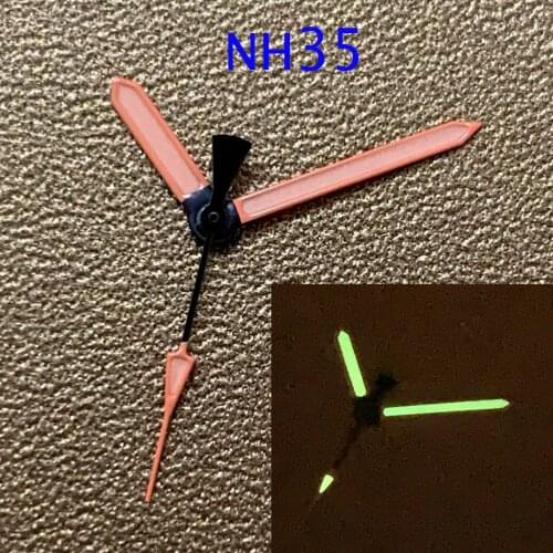 Watch pointer assembly Japanese NH35/NH36 automatic movement modification SKX007 pink pointer yellow luminous