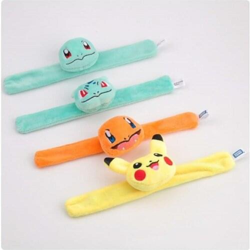 Takara Tomy Pokemon Pocket Monster Anime Circle Slap Toy Bunny Plush Toys Pikachu Charizard Plush Clap Bracelet Kids Toy Gift