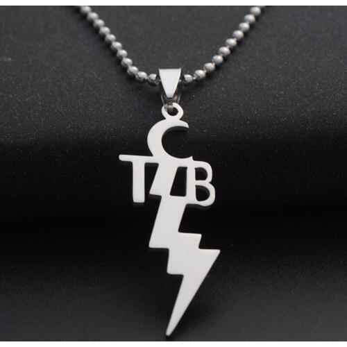 TCB Elvis Presley Stainless Steel Necklace Music Superstar Alphabet Initial Letter Lightning Thunder Bolt Necklaces