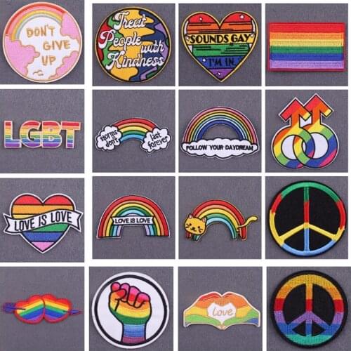 DIY Rainbow Stripes LGBT Clothing Thermoadhesive Patches on Clothes Stickers Iron On Embroidery Patch Badges Accessories
