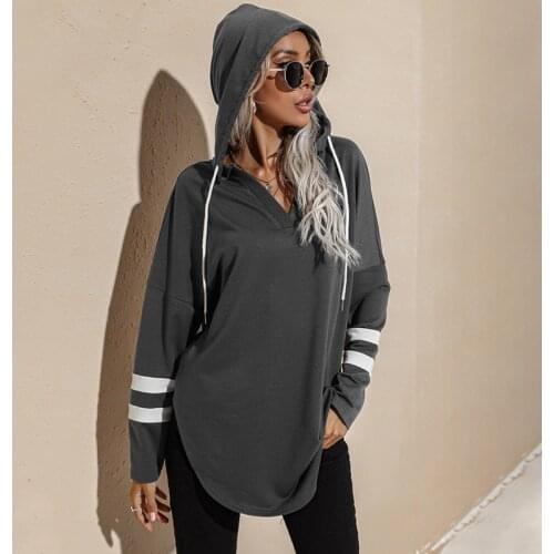 All-Match Outdoor Streetwear Fashion V-Neck Long Sleeve Thin Autumn Hoodies New Loose Casual Women Sweatshirts Pullovers Female