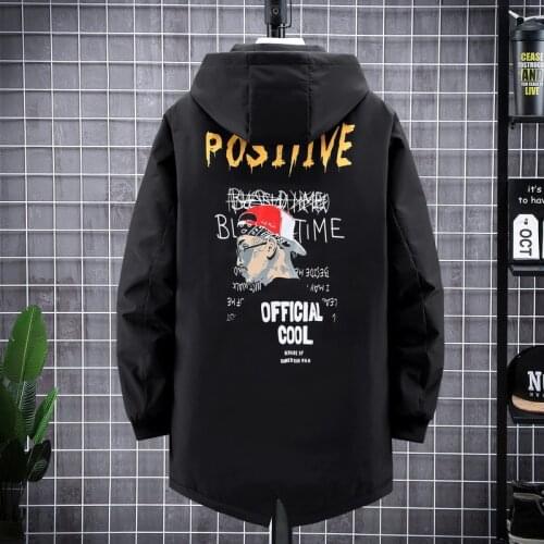 Large Size Mens Jacket Long Windbreaker Mens Coat Men Hooded Jackets Overcoat Male Coat Outwear Black Casual New Loose Comfort