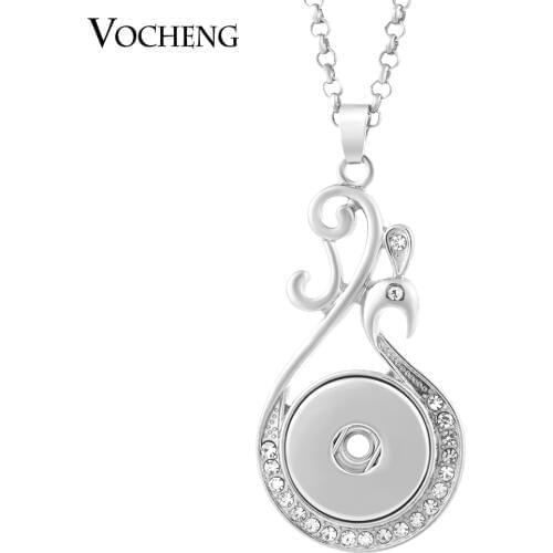 Vocheng Ginger Snap Button Bling Necklace 18mm Pendant Jewelry with Stainless Steel Chain NN-404