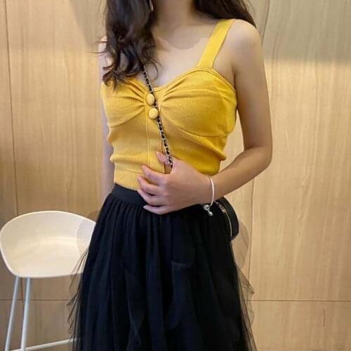 DAXIN Sexy Women Camisole Splicing V-neck Knitted Vest Plain Slim Tank Camis Solid Vest Tops new 1 Female Crop Top Ladies Shirt