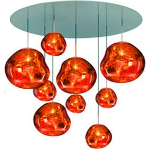 Modern LED Pendant Lamps Melt Pendant Lights Glass Silver Gold Copper Mirror Hang LampLiving Room Lighting Dining Room Lights
