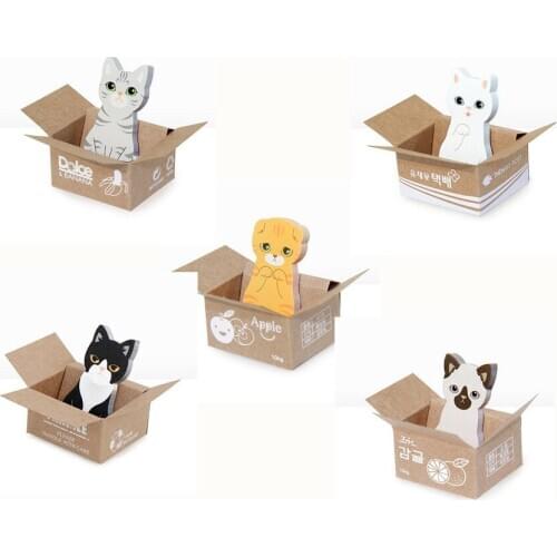 3D Kawaii Cat Dog Box Stickers Cute Cartoon Korean Stationery Sticky Notes Office School Supplies Memo Pad Scrapbooking