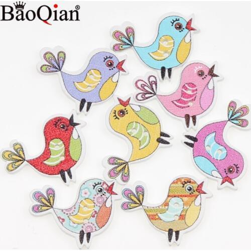 50Pcs Birds Pattern Sewing Accessories Wooden Buttons For Clothes Knitting Crafts Scrapbooking DIY Needlework Decoration 19x23mm