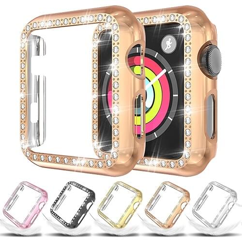 Diamond Case For Apple Watch Series 5 44mm Protective cover 40mm iWatch 4 Screen PC Watch Case for apple watch 3 42mm case 38mm