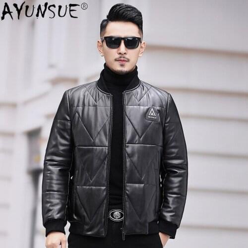AYUNSUE Winter Jacket Men Genuine Sheepskin Leather Mens Down Jackets Korean Style Clothes Warm Coat Male Hommes Veste LXR883