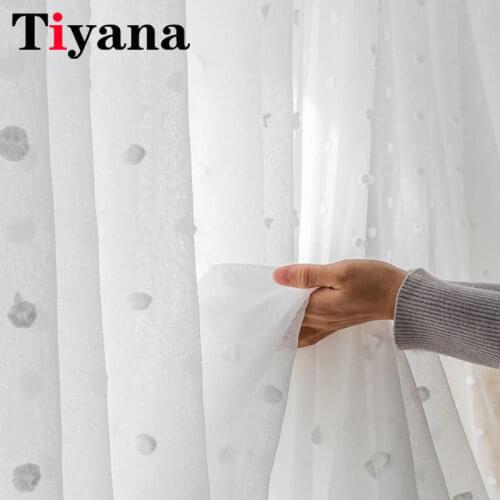 White Tulle Curtains Classic Polka Dot Design Living Room Curtains Marshmallow Kitchen Blinds Window Treatments Draperies ZH036Y