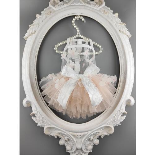 Free Shipping Handmade Dog Clothes Little Flowers Slip Dress Embroidery Stars Breathable Lace Tulle Pet Tutu Dog Dress Poodle