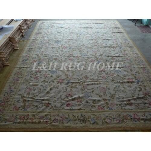 Free shipping 12'x18' hand knotted needlepoint carpets high quality, needlepoint / handmade rugs for home decoration