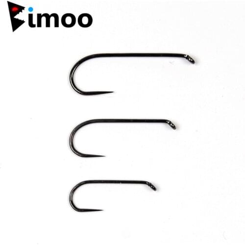 Bimoo 25PCS/Lot Premium Barbless Fly Tying Nymph Hook Streamer Fly Hooks #10 #12 #14 Black Nickle Sharp 2X Trout Fishing Hook