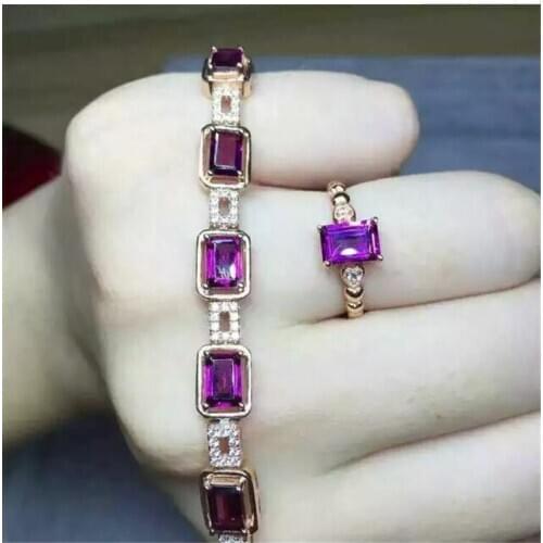 Chain bracelet Natural real amethyst bracelet 925 sterling silver 6*8mm 5pcs