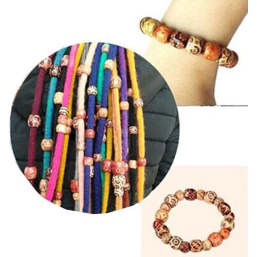 Creative 100pcs Mixed Printed Wood Beads Large Hole Bead DIY Jewelry Accessories Make Necklace Bracelet Macrame Craft Wholesale