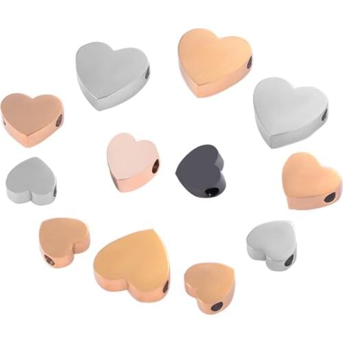 Stainless Steel Silver & Black & Gold & Rose Gold Heart Spacer Beads DIY Jewelry Findings Hadmade Necklace/Bracelets Making