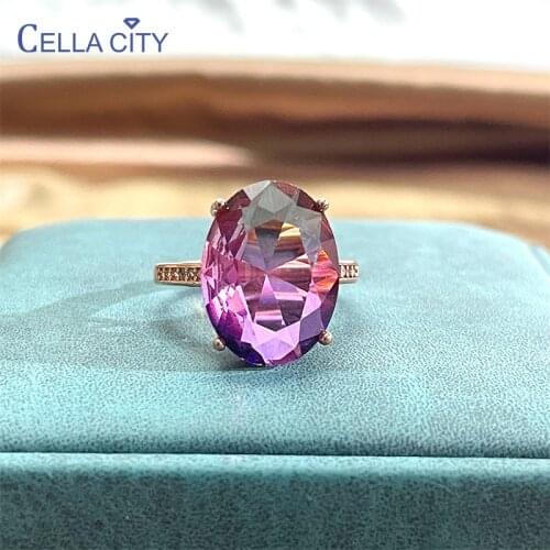 Cellacity luxury gemstones ring for charm lady rose gold color 5A zircon open adjust size wedding party wholesale gift