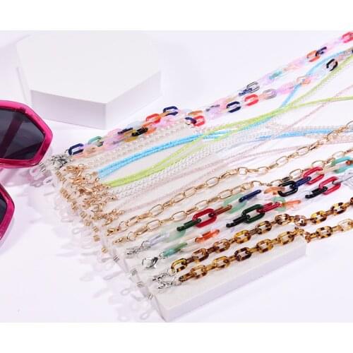 Fashion Colored Metal Acrylic Pearl Sunglasses Glasses Chain For Womens Strap Hang Spectacle Cord Holder Lanyards Luxury 2021