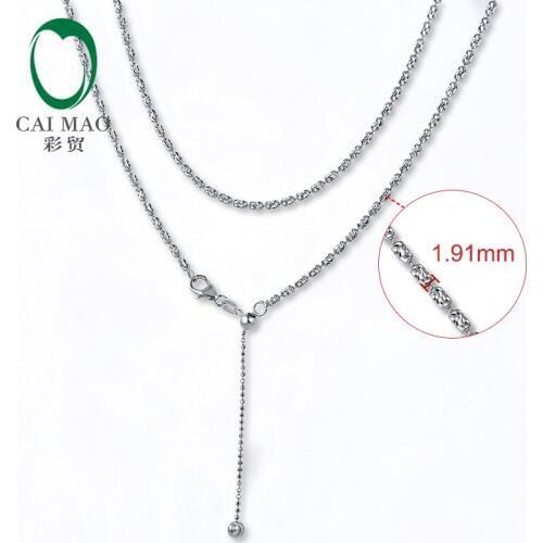 CAIMAO Unisex 18kt White Gold Chain Necklace 18 to 20inch About 45 to 50cm Wholesales Ripple Design Fine Jewelry