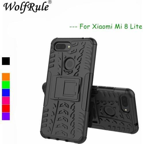 For Case Xiaomi Mi 8 Lite Cover Dual Layer Armor Silicone Back Case For Xiaomi Mi 8 Lite Phone Holder Stand Shell Xiaomi MI 8X