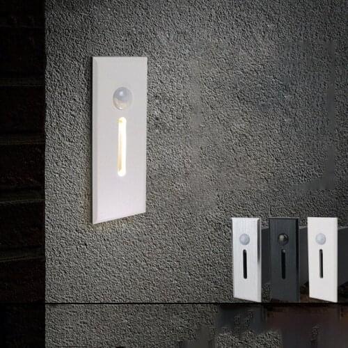 Motion Sensor 3W Recessed stairs lighting Indoor Outdoor Corner Wall lights Step Stairway Hallway lamp